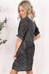 Mineral Wash Ruffled Short Sleeve Buttoned Denim Dress